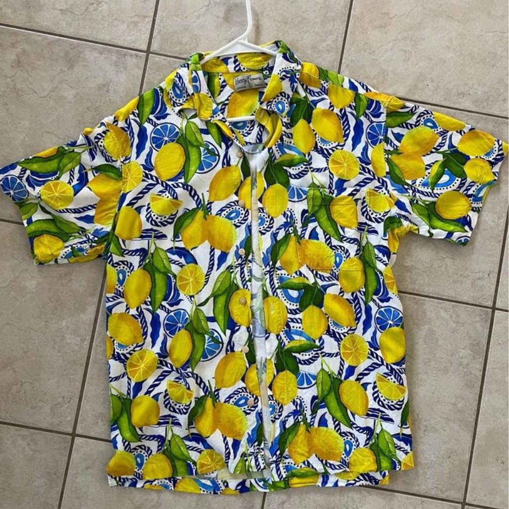 kenny flowers 🍋  limited edition positano/bossitano lemon mens button up large